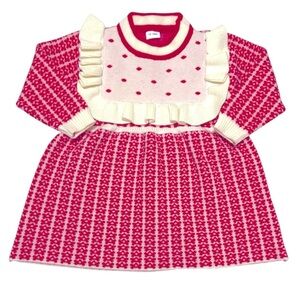 053 PatPat Red and Cream Kids Dress